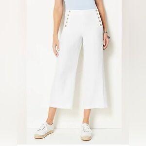 J Jill Love Linen White Cropped 5 button Sailor Pants Size: Large